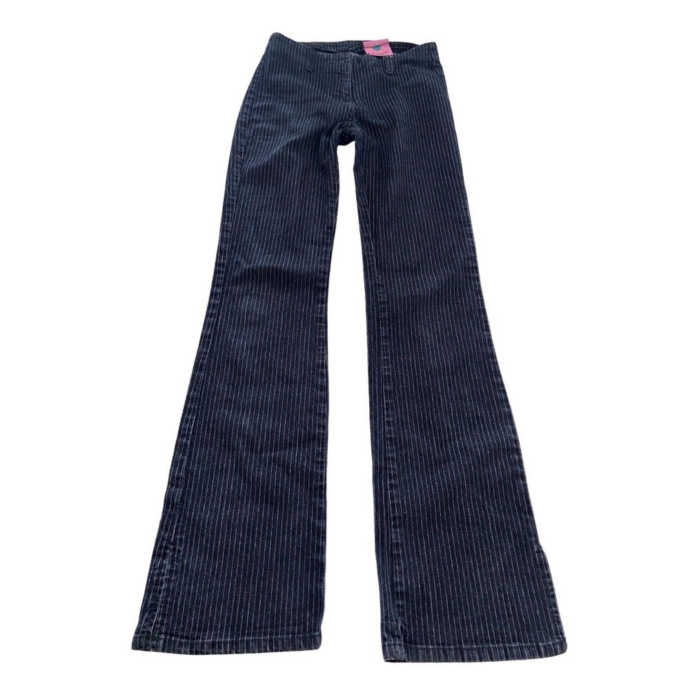 UNIF Low Rise Bootcut Pinstripe Pants Black Striped Grunge Y2K Sz 25